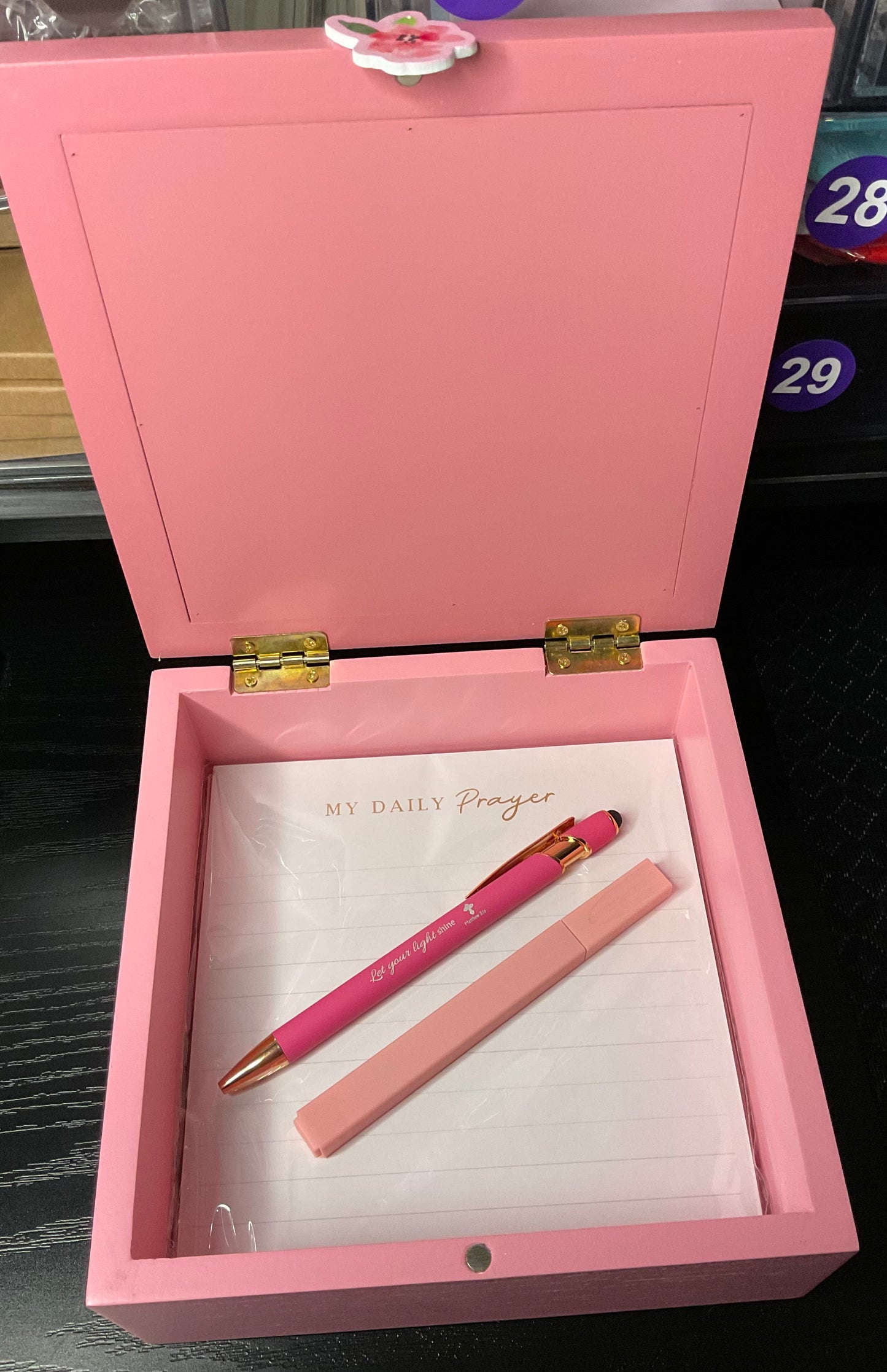 PRAYER BOX - PINK WOODEN