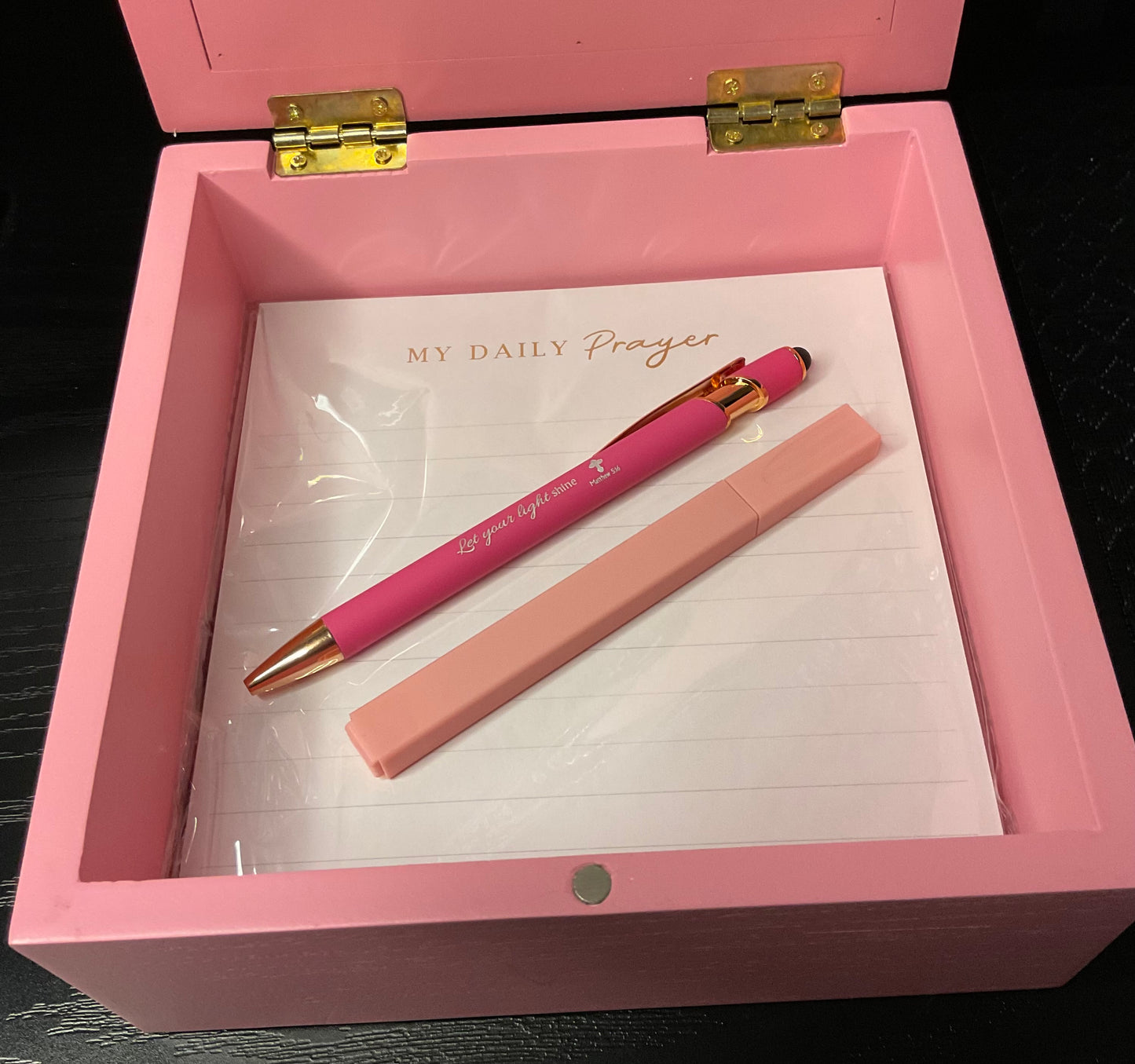 PRAYER BOX - PINK WOODEN